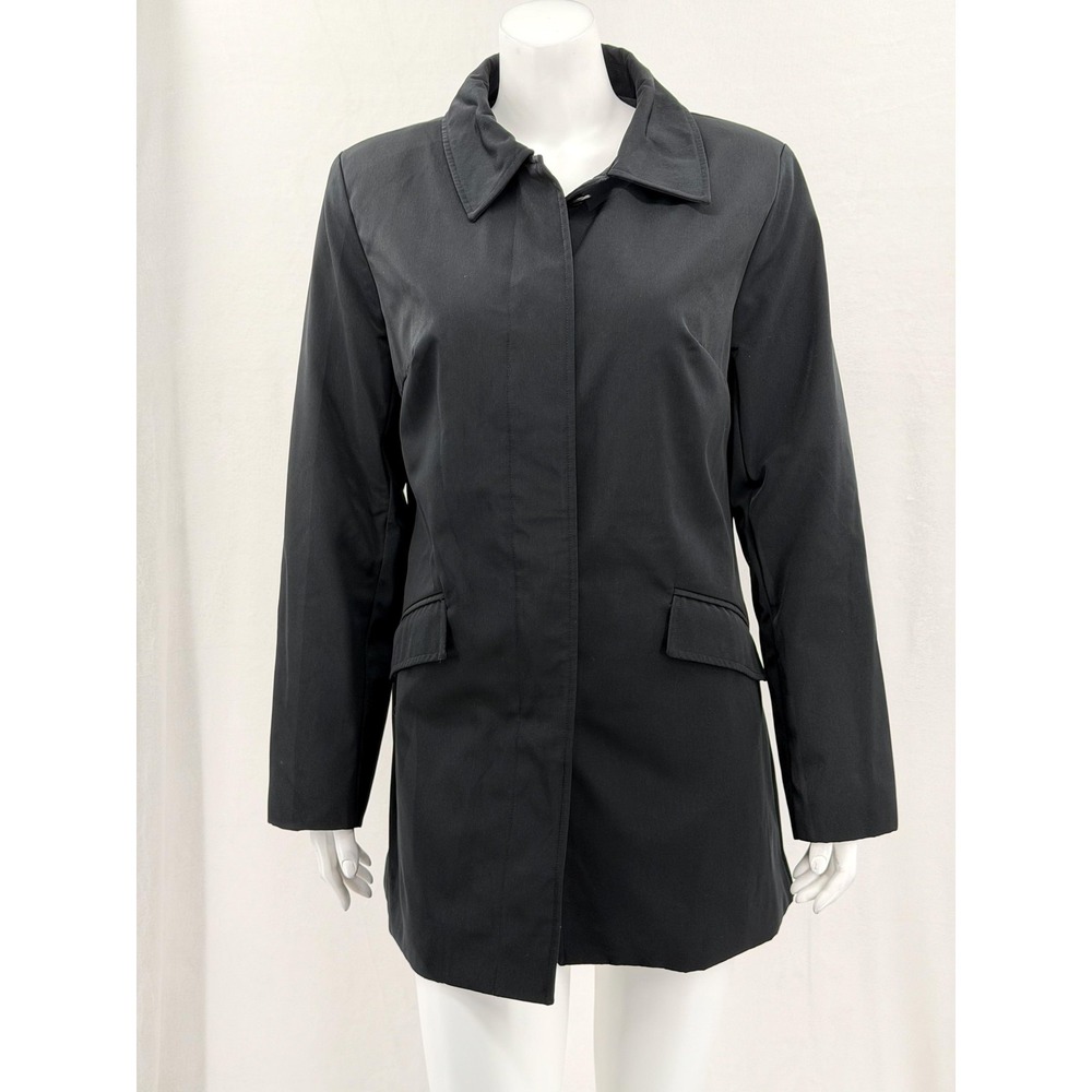 Merona Coat Womens Medium Black Single Breasted Jacket Outdoors‎ Rain Travel